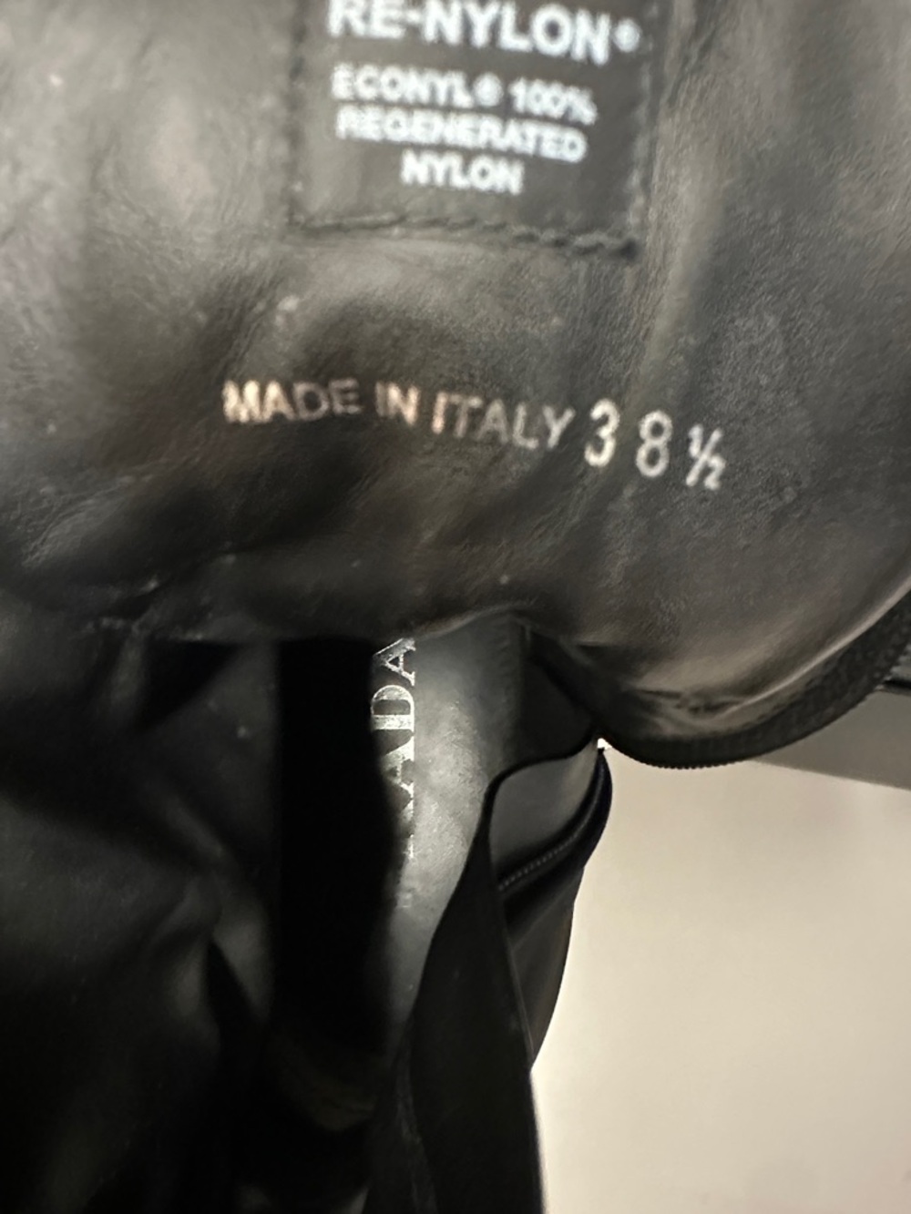 Prada Re-Nylon & Leather Booties Black Lace-Up Platform Ankle Boots, Women (8.5) - Picture 13 of 16